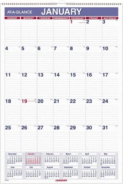 AT-A-GLANCE - 12 Sheet, 5-1/2 x 8-1/2", Wall Calendar - White - Exact Tool & Supply