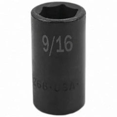 SK - Impact Socket - 3/8"DR 6PT 9/16" SEMI-DEEP IMPACT SOCKET - Exact Tool & Supply
