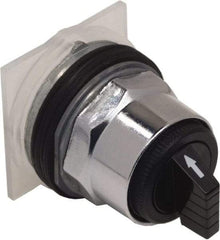 Schneider Electric - 1.18 Inch Mount Hole, 3 Position, Knob and Pushbutton Operated, Selector Switch Only - Black, Momentary (MO), without Contact Blocks, Weatherproof and Dust and Oil Resistant - Exact Tool & Supply