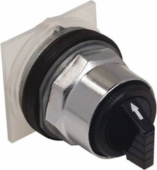 Schneider Electric - 1.18 Inch Mount Hole, 3 Position, Knob and Pushbutton Operated, Selector Switch Only - Black, Maintained (MA), without Contact Blocks, Weatherproof and Dust and Oil Resistant - Exact Tool & Supply