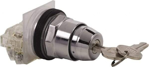 Schneider Electric - 1.18 Inch Mount Hole, 3 Position, Knob and Pushbutton Operated, Selector Switch - Black, Maintained (MA), NO/NC, Weatherproof and Dust and Oil Resistant - Exact Tool & Supply