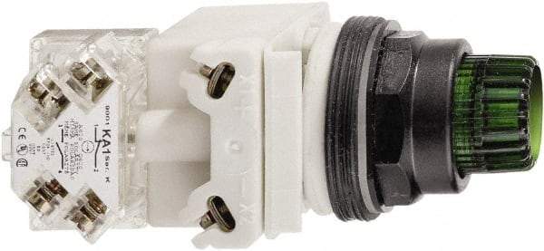 Schneider Electric - 30mm Mount Hole, Extended Straight, Pushbutton Switch Only - Octagon, Green Pushbutton, Illuminated, Momentary (MO) - Exact Tool & Supply