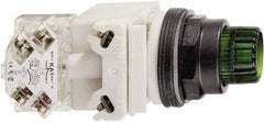 Schneider Electric - 30mm Mount Hole, Extended Straight, Pushbutton Switch Only - Octagon, Green Pushbutton, Illuminated, Momentary (MO) - Exact Tool & Supply