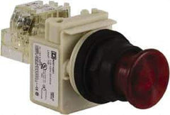 Schneider Electric - 30mm Mount Hole, Extended Straight, Pushbutton Switch with Contact Block - Red Pushbutton, Momentary (MO) - Exact Tool & Supply