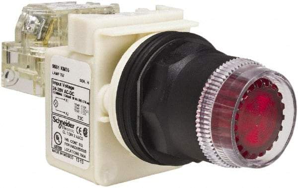 Schneider Electric - 30mm Mount Hole, Extended Straight, Pushbutton Switch with Contact Block - Red Pushbutton, Momentary (MO) - Exact Tool & Supply