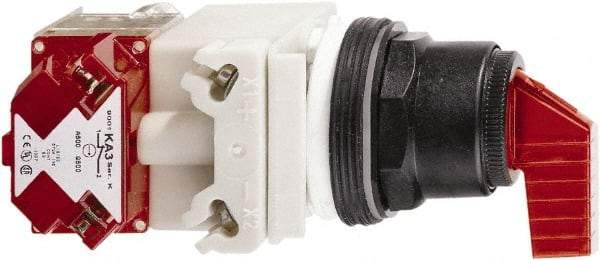 Schneider Electric - 30mm Mount Hole, 2 Position, Knob Operated, Selector Switch Only - Red, Maintained (MA), Nonilluminated, without Contact Blocks, Shock and Vibration Resistant - Exact Tool & Supply