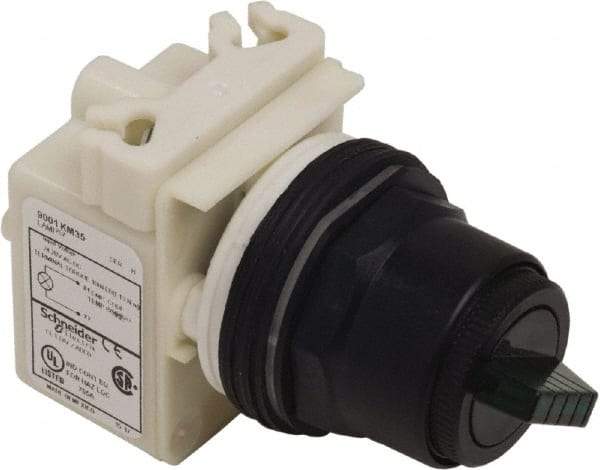 Schneider Electric - 30mm Mount Hole, 2 Position, Knob Operated, Selector Switch Only - Maintained (MA), Nonilluminated, without Contact Blocks, Shock and Vibration Resistant - Exact Tool & Supply
