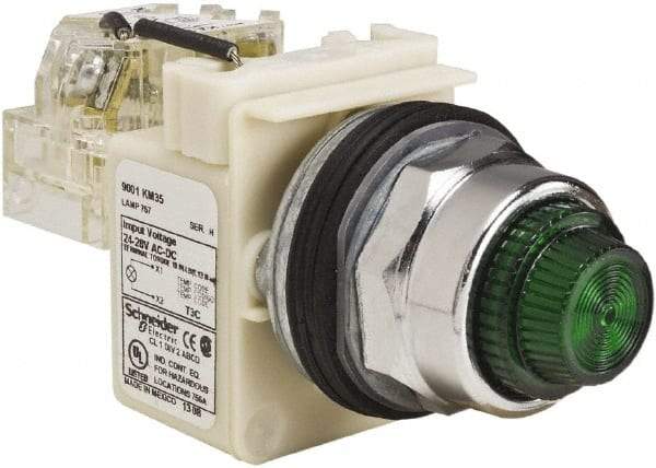 Schneider Electric - 120 VAC Green Lens Indicating Light - Screw Clamp Connector - Exact Tool & Supply
