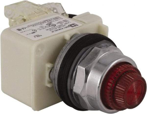Schneider Electric - 24 V Red Lens LED Press-to-Test Indicating Light - Octagonal Lens, Screw Clamp Connector - Exact Tool & Supply