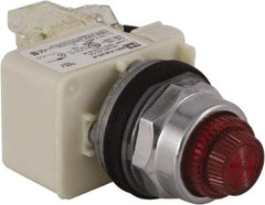 Schneider Electric - 24 V Red Lens LED Press-to-Test Indicating Light - Octagonal Lens, Screw Clamp Connector - Exact Tool & Supply