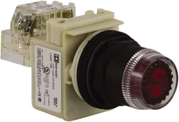 Schneider Electric - 30mm Mount Hole, Extended Straight, Pushbutton Switch with Contact Block - Red Pushbutton, Momentary (MO) - Exact Tool & Supply