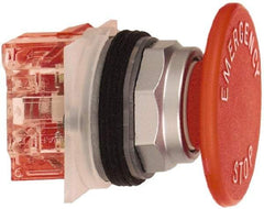 Schneider Electric - 30mm Mount Hole, Extended Straight, Pushbutton Switch with Contact Block - Red Pushbutton, Momentary (MO) - Exact Tool & Supply