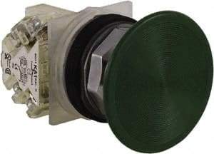 Schneider Electric - 30mm Mount Hole, Extended Straight, Pushbutton Switch with Contact Block - Green Pushbutton, Momentary (MO) - Exact Tool & Supply
