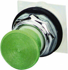 Schneider Electric - 1.18 Inch Mount Hole, Extended Straight, Pushbutton Switch Only - Round, Green Pushbutton, Momentary (MO), Weatherproof, Dust and Oil Resistant - Exact Tool & Supply