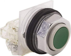 Schneider Electric - 30mm Mount Hole, Extended Straight, Pushbutton Switch with Contact Block - Green Pushbutton, Momentary (MO) - Exact Tool & Supply
