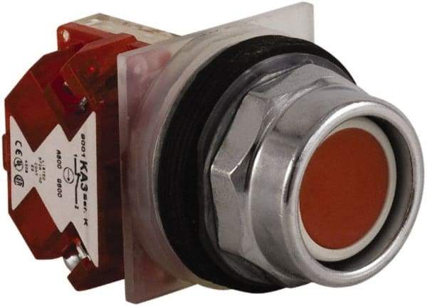 Schneider Electric - 30mm Mount Hole, Extended Straight, Pushbutton Switch with Contact Block - Red Pushbutton, Momentary (MO) - Exact Tool & Supply
