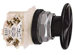 Schneider Electric - 30mm Mount Hole, Extended Mushroom Head, Pushbutton Switch with Contact Block - Round, Black Pushbutton, Momentary (MO) - Exact Tool & Supply