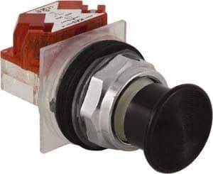 Schneider Electric - 30mm Mount Hole, Extended Straight, Pushbutton Switch with Contact Block - Black Pushbutton, Momentary (MO) - Exact Tool & Supply