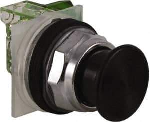 Schneider Electric - 30mm Mount Hole, Extended Straight, Pushbutton Switch with Contact Block - Black Pushbutton, Momentary (MO) - Exact Tool & Supply