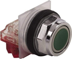 Schneider Electric - 30mm Mount Hole, Extended Straight, Pushbutton Switch with Contact Block - Green Pushbutton, Momentary (MO) - Exact Tool & Supply
