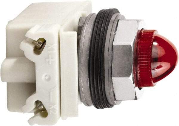 Schneider Electric - 120 V Red Lens Incandescent Pilot Light - Round Lens, Screw Clamp Connector - Exact Tool & Supply
