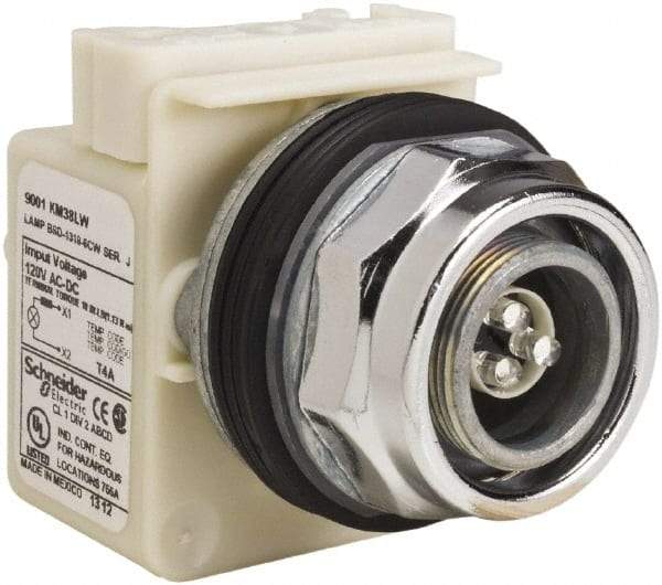 Schneider Electric - 120 V LED Pilot Light - Round Lens, Screw Clamp Connector - Exact Tool & Supply
