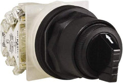 Schneider Electric - 1.18 Inch Mount Hole, 3 Position, Knob and Pushbutton Operated, Selector Switch - Black, Maintained (MA), Anticorrosive, Weatherproof, Dust and Oil Resistant - Exact Tool & Supply