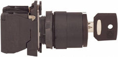 Schneider Electric - 22mm Mount Hole, 3 Position, Key Operated, Selector Switch with Contact Blocks - Maintained (MA), 2NO, Shock, Vibration and Water Resistant - Exact Tool & Supply