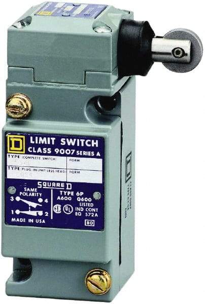Square D - DPDT, 2NC/2NO, 600 Volt Screw Terminal, Roller Plunger Actuator, General Purpose Limit Switch - 1, 2, 4, 6, 12, 13, 6P NEMA Rating, IP67 IPR Rating - Exact Tool & Supply