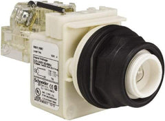 Schneider Electric - 220-240 V Incandescent Press-to-Test Indicating Light - Round Lens, Screw Clamp Connector, 54mm OAL x 42mm Wide, Vibration Resistant - Exact Tool & Supply