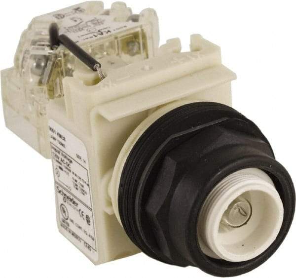 Schneider Electric - 120 V Press-to-Test Indicating Light - Round Lens, Screw Clamp Connector, Corrosion Resistant, Dust Resistant, Oil Resistant - Exact Tool & Supply
