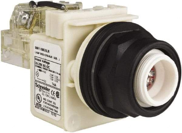 Schneider Electric - 28 V Red Lens LED Pilot Light - Round Lens, Screw Clamp Connector, 54mm OAL x 42mm Wide, Vibration Resistant - Exact Tool & Supply