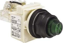 Schneider Electric - 24 V, 28 V Green Lens Press-to-Test Indicating Light - Round Lens, Screw Clamp Connector, Corrosion Resistant, Dust Resistant, Oil Resistant - Exact Tool & Supply