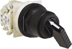 Schneider Electric - 1.18 Inch Mount Hole, 2 Position, Knob and Pushbutton Operated, Selector Switch - Black, Maintained (MA), Anticorrosive, Weatherproof, Dust and Oil Resistant - Exact Tool & Supply