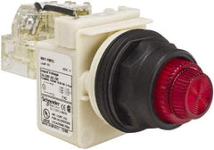 Schneider Electric - 24 V, 28 V Red Lens Press-to-Test Indicating Light - Round Lens, Screw Clamp Connector, Corrosion Resistant, Dust Resistant, Oil Resistant - Exact Tool & Supply