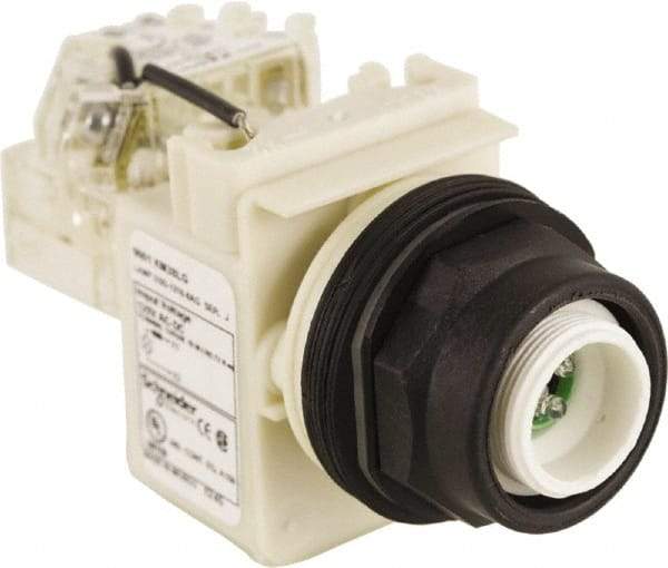 Schneider Electric - 120 V LED Press-to-Test Indicating Light - Round Lens, Screw Clamp Connector, Corrosion Resistant, Dust Resistant, Oil Resistant - Exact Tool & Supply