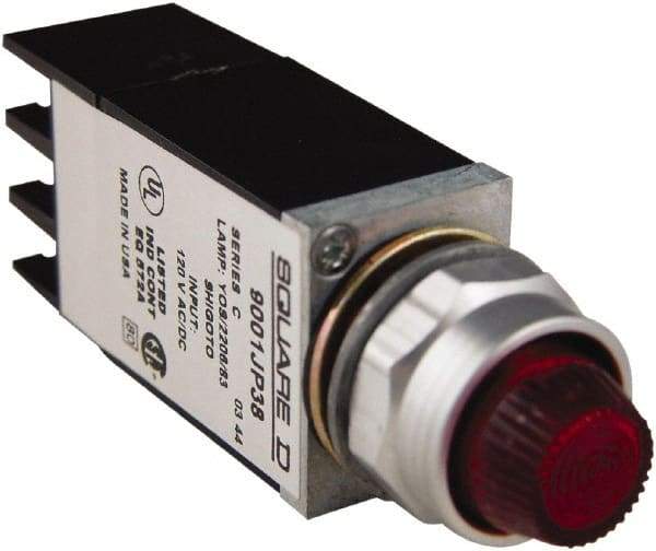 Schneider Electric - 120 VAC Red Lens LED Pilot Light - Round Lens - Exact Tool & Supply