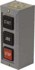 Schneider Electric - 3 Operator, Projecting Pushbutton Control Station - Jog, Start (Legend), Momentary Switch, 2NO/3NC Contact, NEMA 1 - Exact Tool & Supply