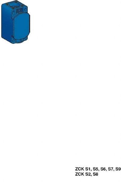 Telemecanique Sensors - 3.7 Inch Long, Plastic Body, Limit Switch Body - For Use with ZCKD01, ZCKD019, ZCKD02, ZCKD029, ZCKD05, ZCKD06, ZCKD08, ZCKD31, ZCKD33, ZCKD34, ZCKD39, ZCKD41, ZCKD49, ZCKD54, ZCKD55, ZCKD59, ZCKD81, ZCKD91 - Exact Tool & Supply