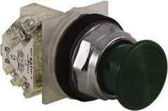 Schneider Electric - 30mm Mount Hole, Extended Straight, Pushbutton Switch with Contact Block - Green Pushbutton, Momentary (MO) - Exact Tool & Supply