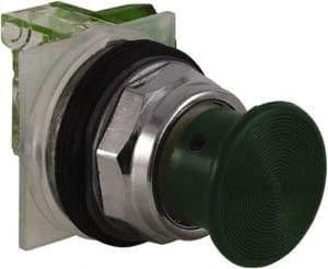 Schneider Electric - 30mm Mount Hole, Extended Straight, Pushbutton Switch with Contact Block - Green Pushbutton, Momentary (MO) - Exact Tool & Supply