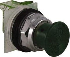Schneider Electric - 30mm Mount Hole, Extended Straight, Pushbutton Switch with Contact Block - Green Pushbutton, Momentary (MO) - Exact Tool & Supply