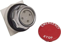 Schneider Electric - 1.18 Inch Mount Hole, Extended Straight, Pushbutton Switch Only - Round, Red Pushbutton, Momentary (MO), Weatherproof, Dust and Oil Resistant - Exact Tool & Supply