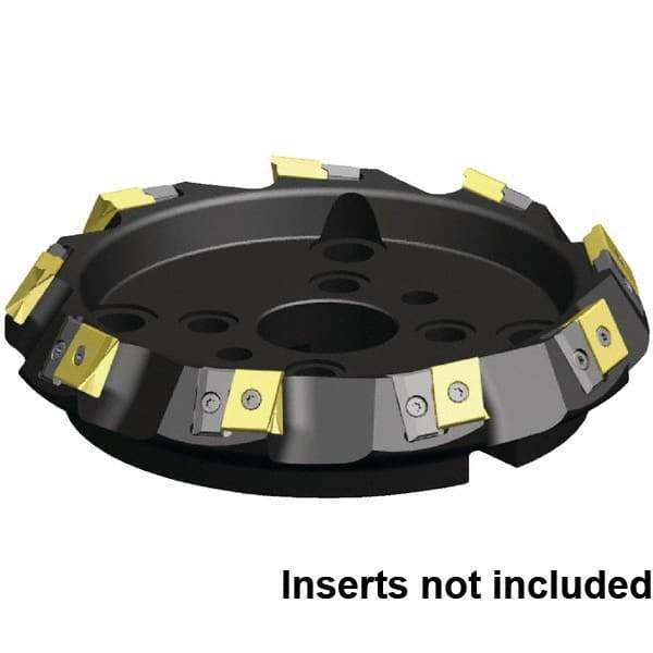 Kennametal - 7 Inserts, 200mm Cut Diam, 60mm Arbor Diam, 21.39mm Max Depth of Cut, Indexable Square-Shoulder Face Mill - 30° Lead Angle, 63mm High, LN_U221012PNSR-__ Insert Compatibility, Series MEGA 60 - Exact Tool & Supply