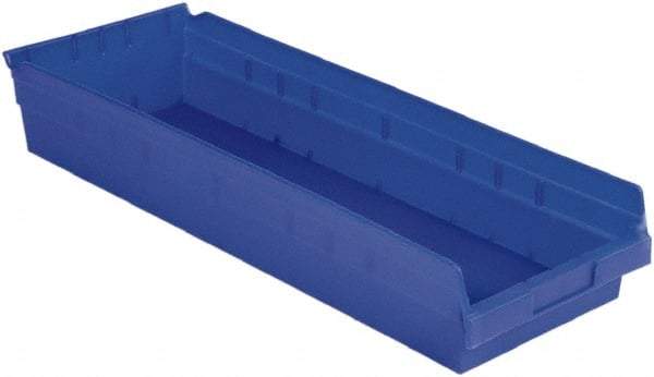 LEWISBins+ - 23-5/8" Deep, Blue Hopper Shelf Bin - 4" High x 8-3/8" Wide x 23-5/8" Long - Exact Tool & Supply