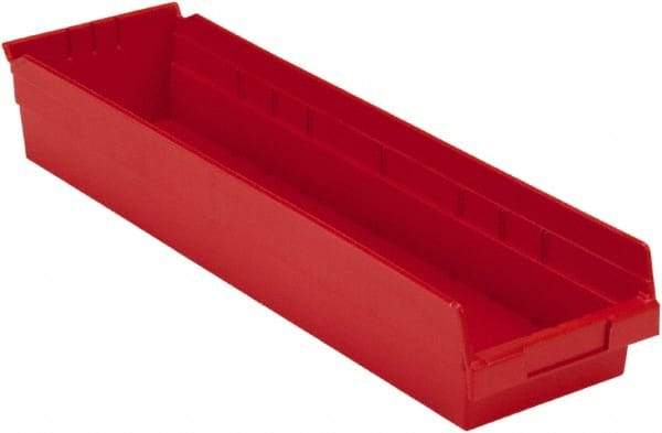 LEWISBins+ - 23-5/8" Deep, Red Hopper Shelf Bin - 4" High x 6-5/8" Wide x 23-5/8" Long - Exact Tool & Supply