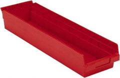 LEWISBins+ - 23-5/8" Deep, Red Hopper Shelf Bin - 4" High x 6-5/8" Wide x 23-5/8" Long - Exact Tool & Supply