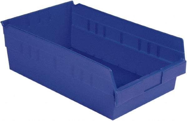 LEWISBins+ - 17-7/8" Deep, Blue Hopper Shelf Bin - 6" High x 11-1/8" Wide x 17-7/8" Long - Exact Tool & Supply