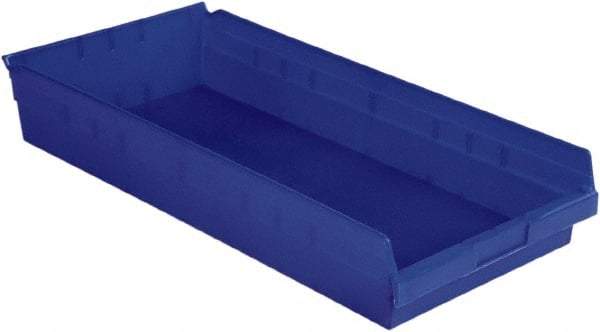 LEWISBins+ - 23-5/8" Deep, Blue Hopper Shelf Bin - 4" High x 11-1/8" Wide x 23-5/8" Long - Exact Tool & Supply