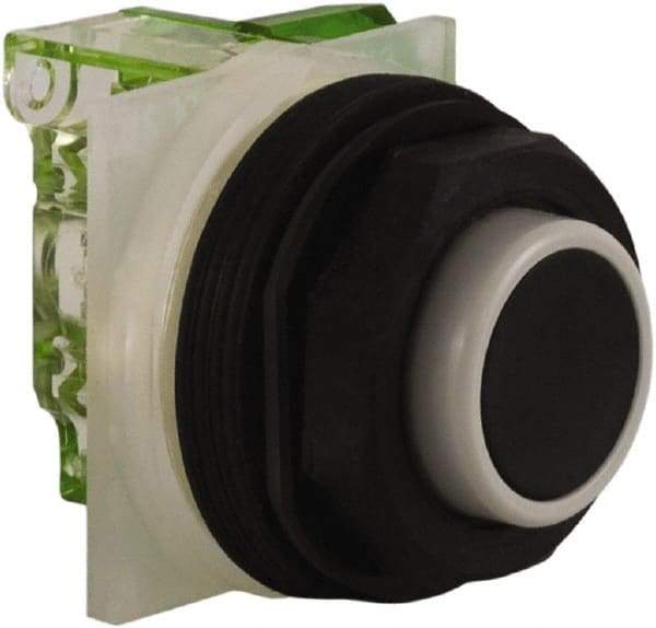 Schneider Electric - 30mm Mount Hole, Extended Straight, Pushbutton Switch with Contact Block - Black Pushbutton, Momentary (MO) - Exact Tool & Supply